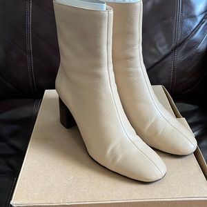 Mango Beige Off White Stacked Heel Boots